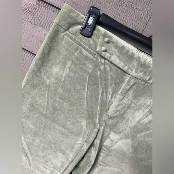 Gap Sage Green Velour Modern Fit Flare Pants Sz 8 Ankle - Picture 2 of 9